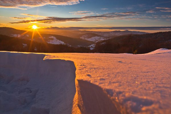 Fotoobraz – Zachód słońca spod Bacówki nad Wierchomlą zimą # 12959